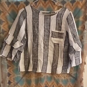 URBAN Romantics Black and White Striped Blouse